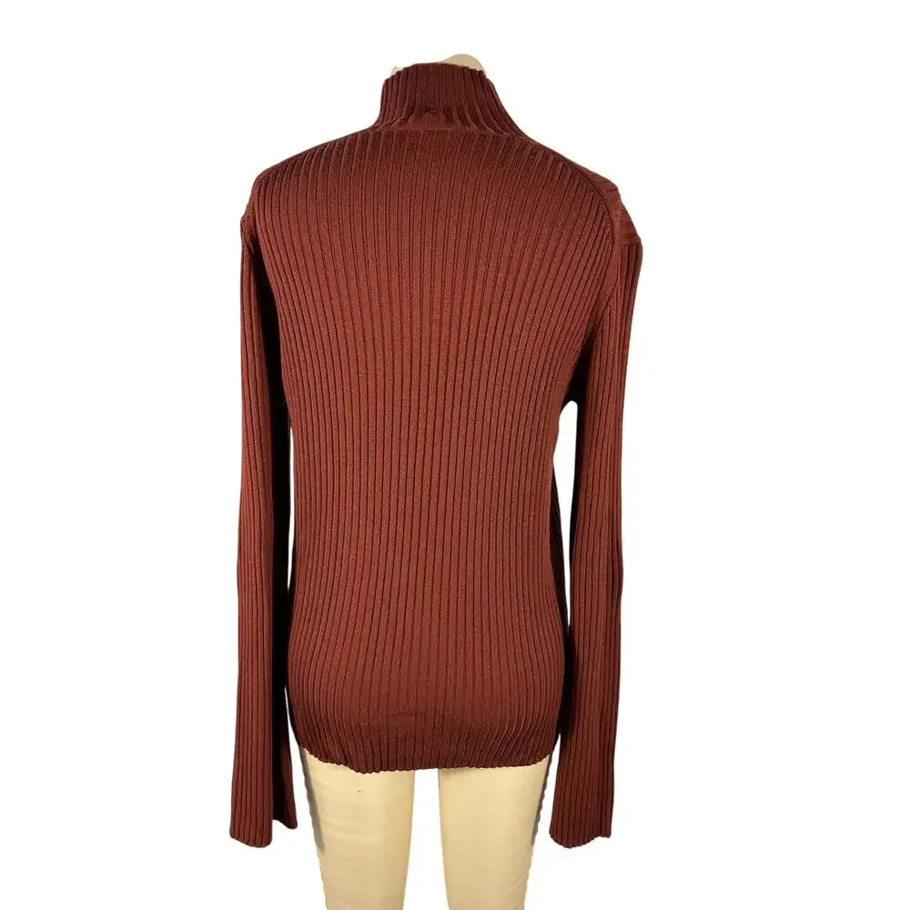 Chloe Ribbed Brick Turtleneck Sweater Size XL